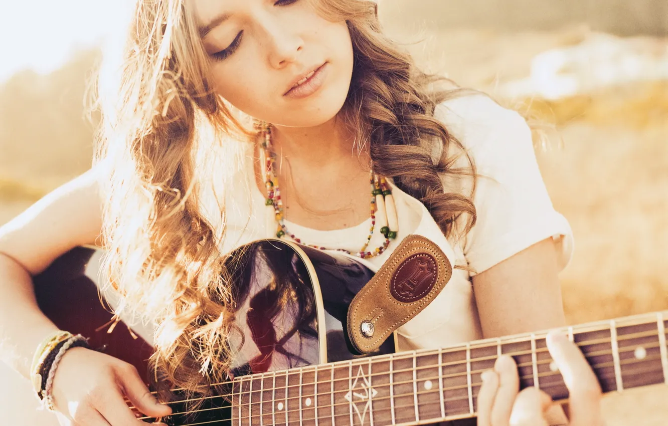 Photo wallpaper girl, music, guitar
