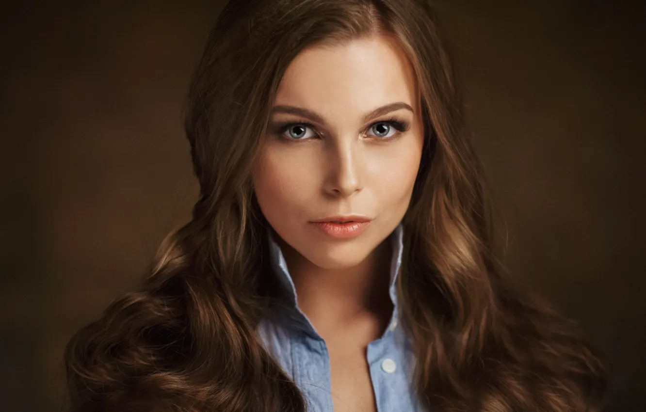 Photo wallpaper look, girl, face, model, portrait, lips, brown hair, the beauty