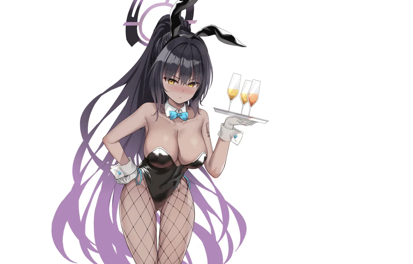 Photo wallpaper black, anime, bunny, tan, tanned, Usagi, tight, Karin