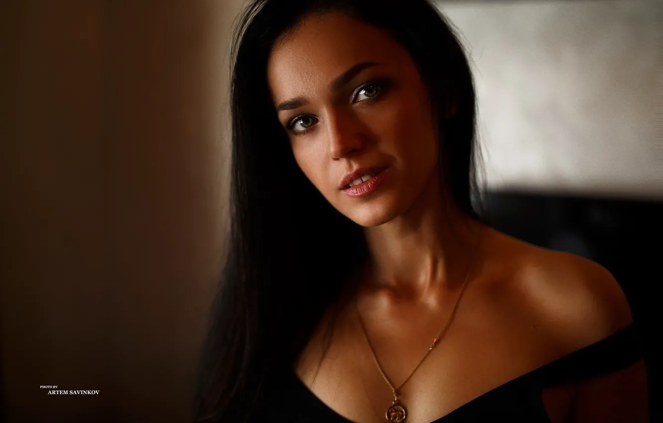 Photo wallpaper look, portrait, makeup, brunette, hairstyle, beauty, bokeh, Kate