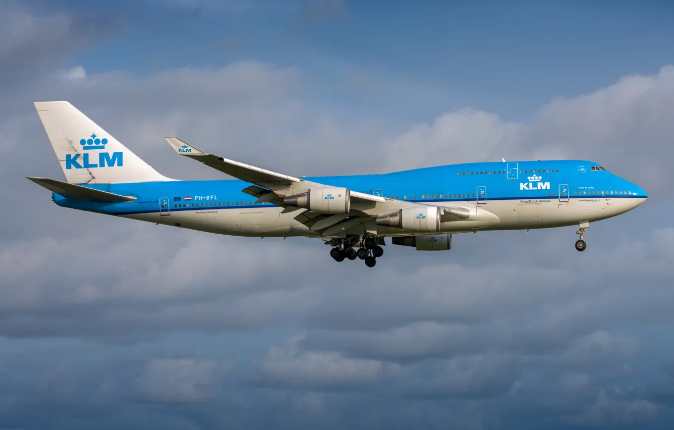 Photo wallpaper Boeing, 747-400, KLM, Royal Dutch Airlines