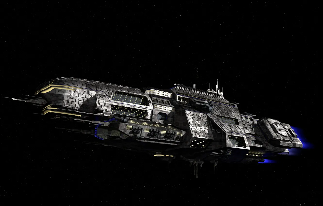 Photo wallpaper space, stars, spaceship, 3D graphics