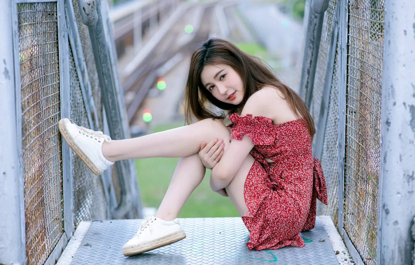 Photo wallpaper look, pose, model, portrait, makeup, figure, dress, hairstyle