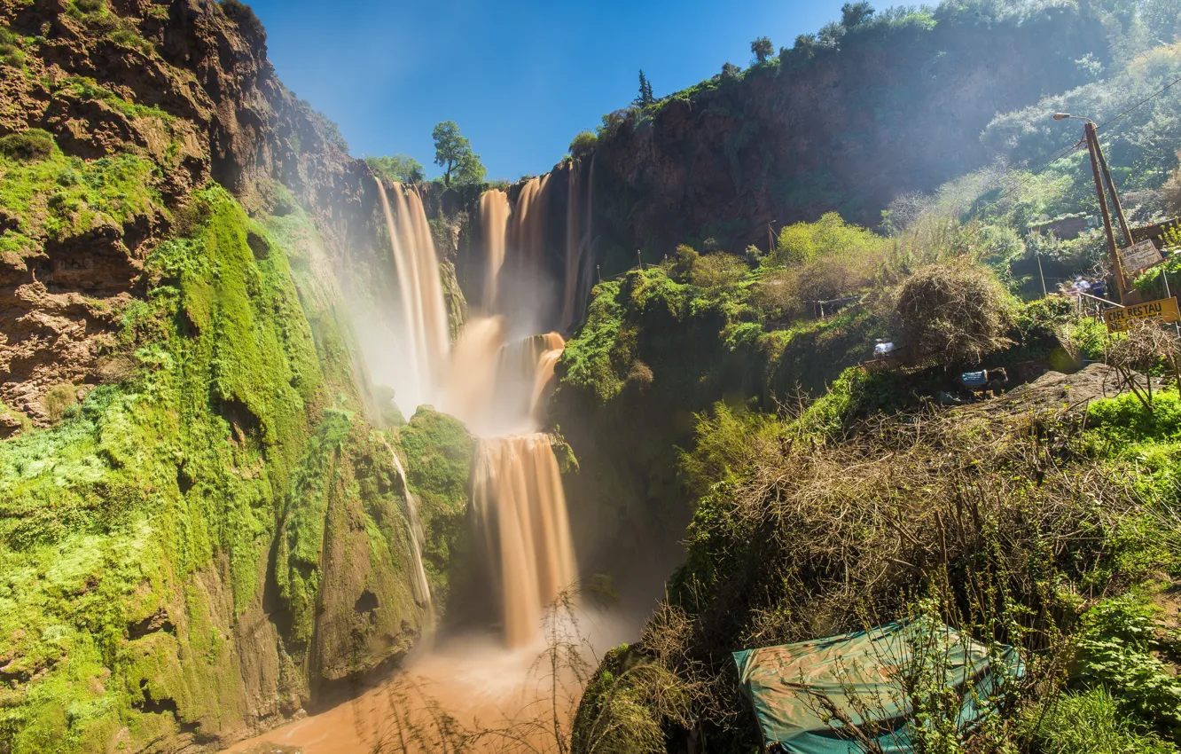 Photo wallpaper Waterfall, Waterfall, Morocco, Morocco