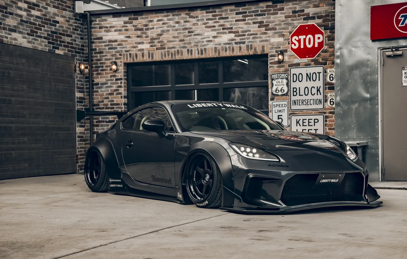 Photo wallpaper Toyota, Grey, Garage, Liberty Walk, LB Works, GR86, Toyota GR86