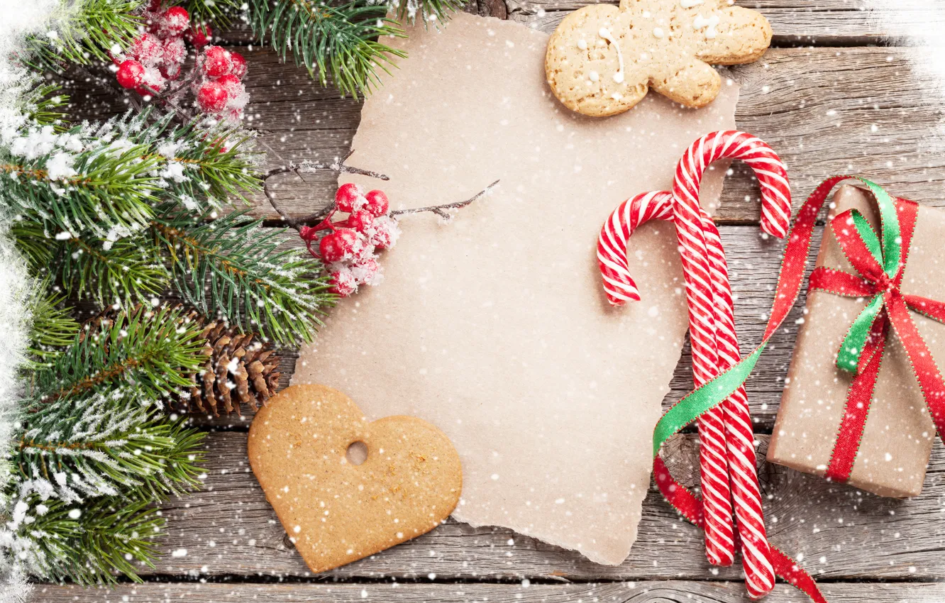 Photo wallpaper decoration, gift, tree, new year, Christmas, Christmas, tree, cookies