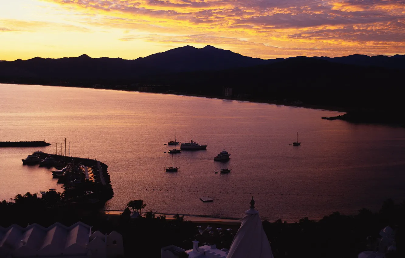 Photo wallpaper ship, the evening, port, Bay