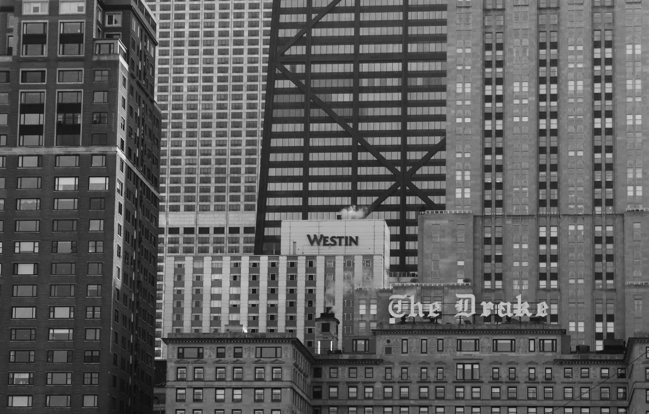 Photo wallpaper building, skyscrapers, Chicago, black and white, Chicago