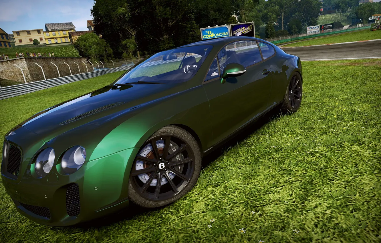Photo wallpaper machine, lawn, track, Bentley Continental GT, Need For Speed Shift 2