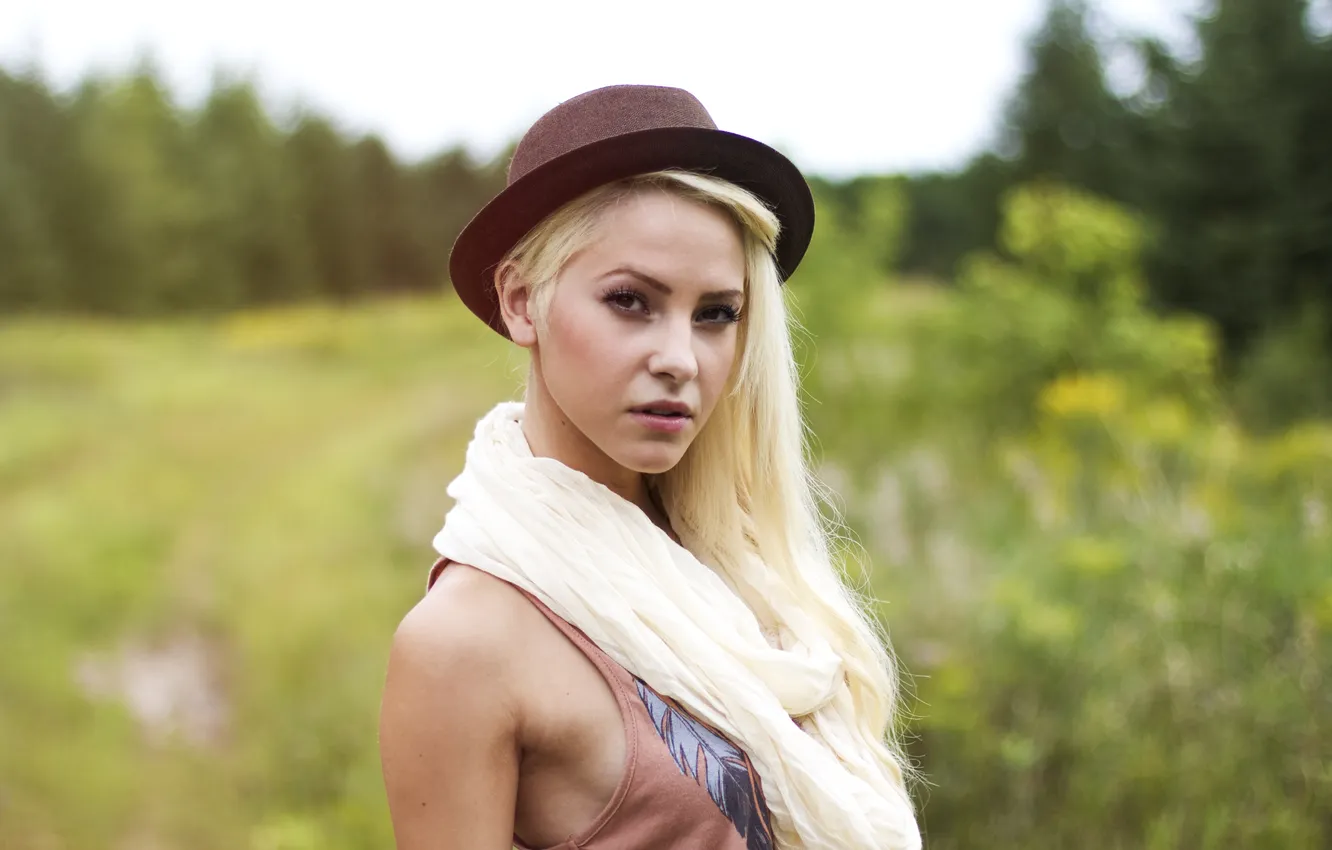 Photo wallpaper look, girl, hat, blonde, SARAH NICOLE