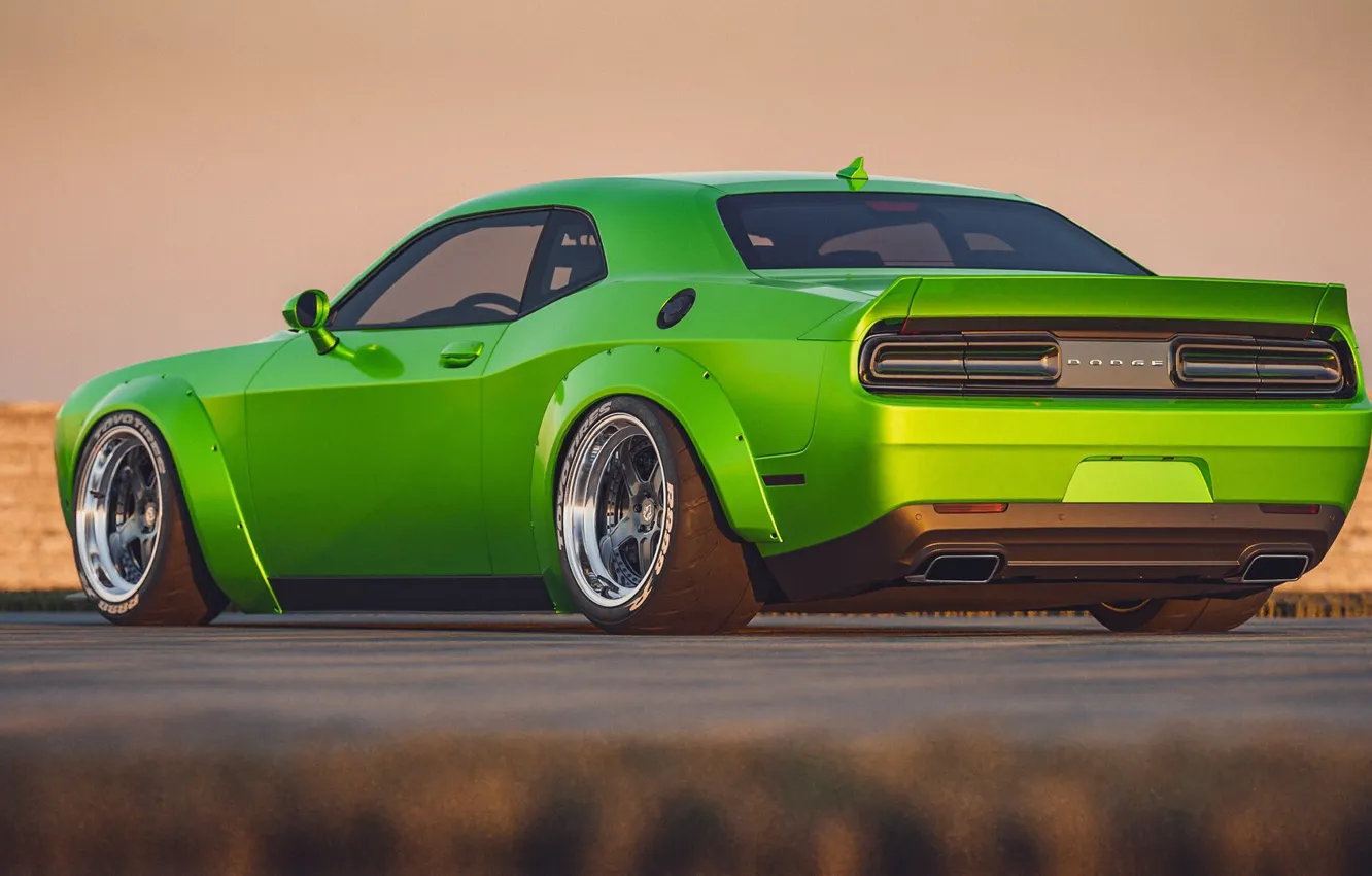 Photo wallpaper Auto, Green, Machine, Dodge Challenger, SRT, Muscle, Transport & Vehicles, by Cameron Parmer
