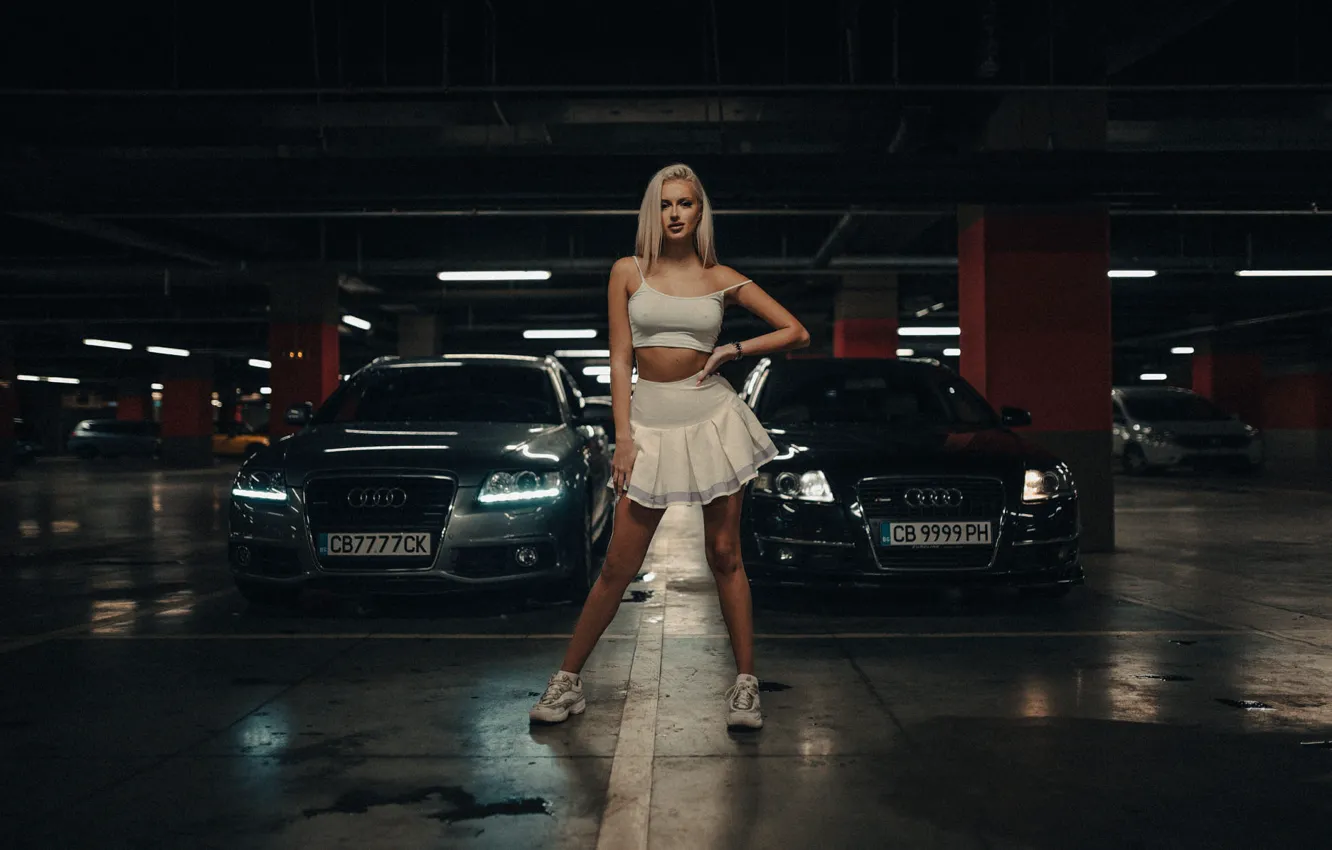Photo wallpaper look, girl, Audi, Audi, skirt, blonde, topic, Borislav Georgiev