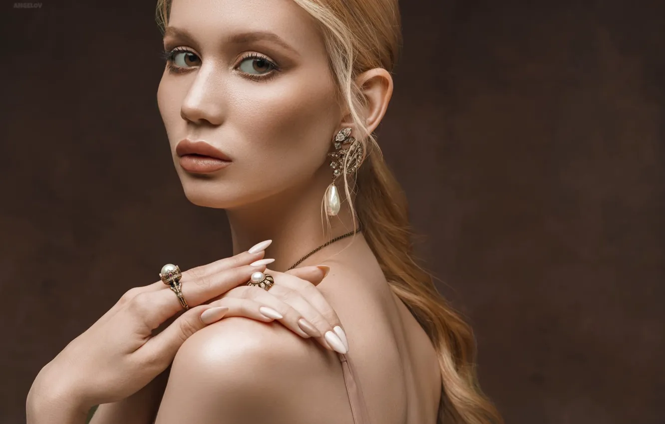 Photo wallpaper look, girl, decoration, face, style, background, model, portrait