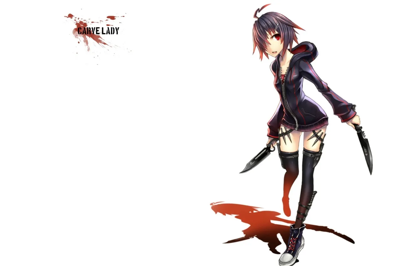 Photo wallpaper blood, knife, dagger, red eyes, killer, baby, carve lady
