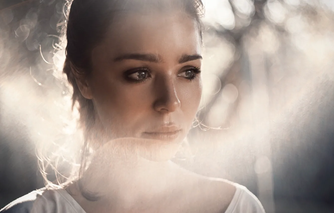 Photo wallpaper sadness, eyes, girl, photo, Shine, brown hair, Nastya, Panteleeva