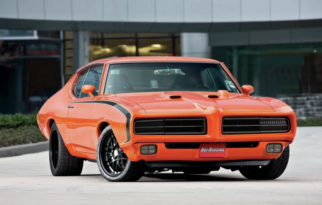 Photo wallpaper 1969, Orange, Tuning, Muscle car, Pontiac GTO