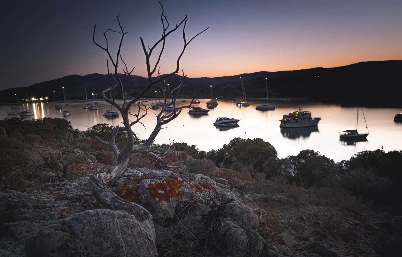 Photo wallpaper nature, boat, Bay