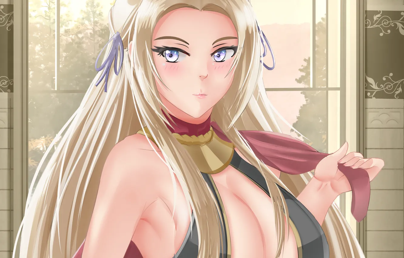 Photo wallpaper girl, sexy, cleavage, long hair, boobs, anime, beautiful, pretty