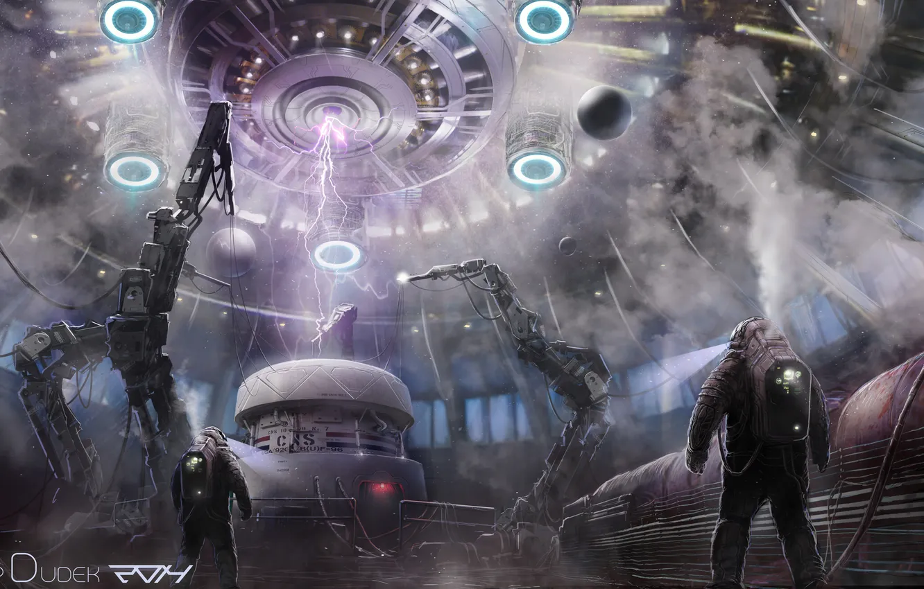 Photo wallpaper lightning, people, construction, the suit, category, art, the room, installation