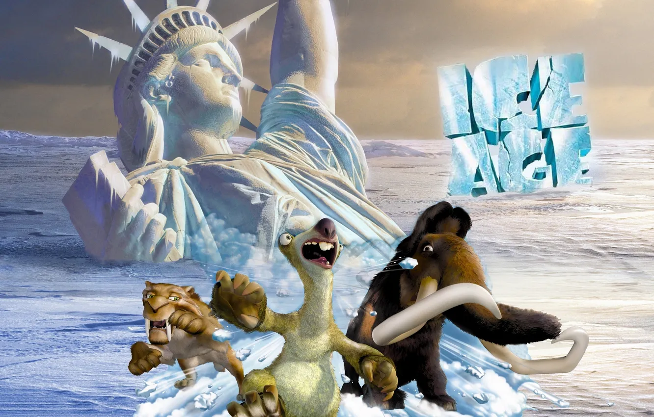 Photo wallpaper New York, ice age, Ice Age, Diego, the statue of liberty, sea, mammoth, New York