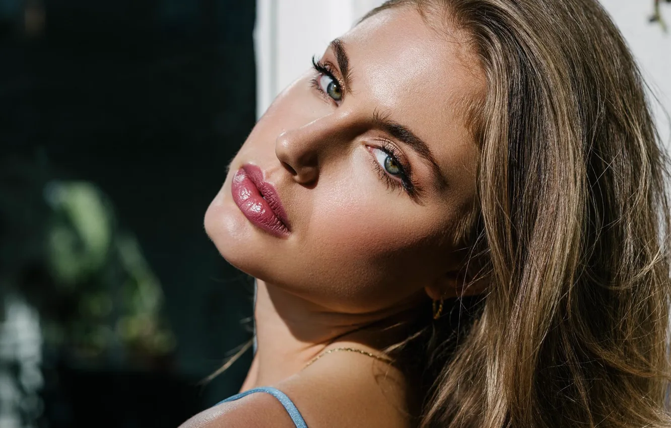 Photo wallpaper girl, photo, photographer, blue eyes, model, brunette, portrait, close up