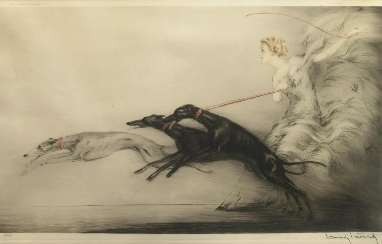 Photo wallpaper dogs, Speed, 1927, Louis Icart