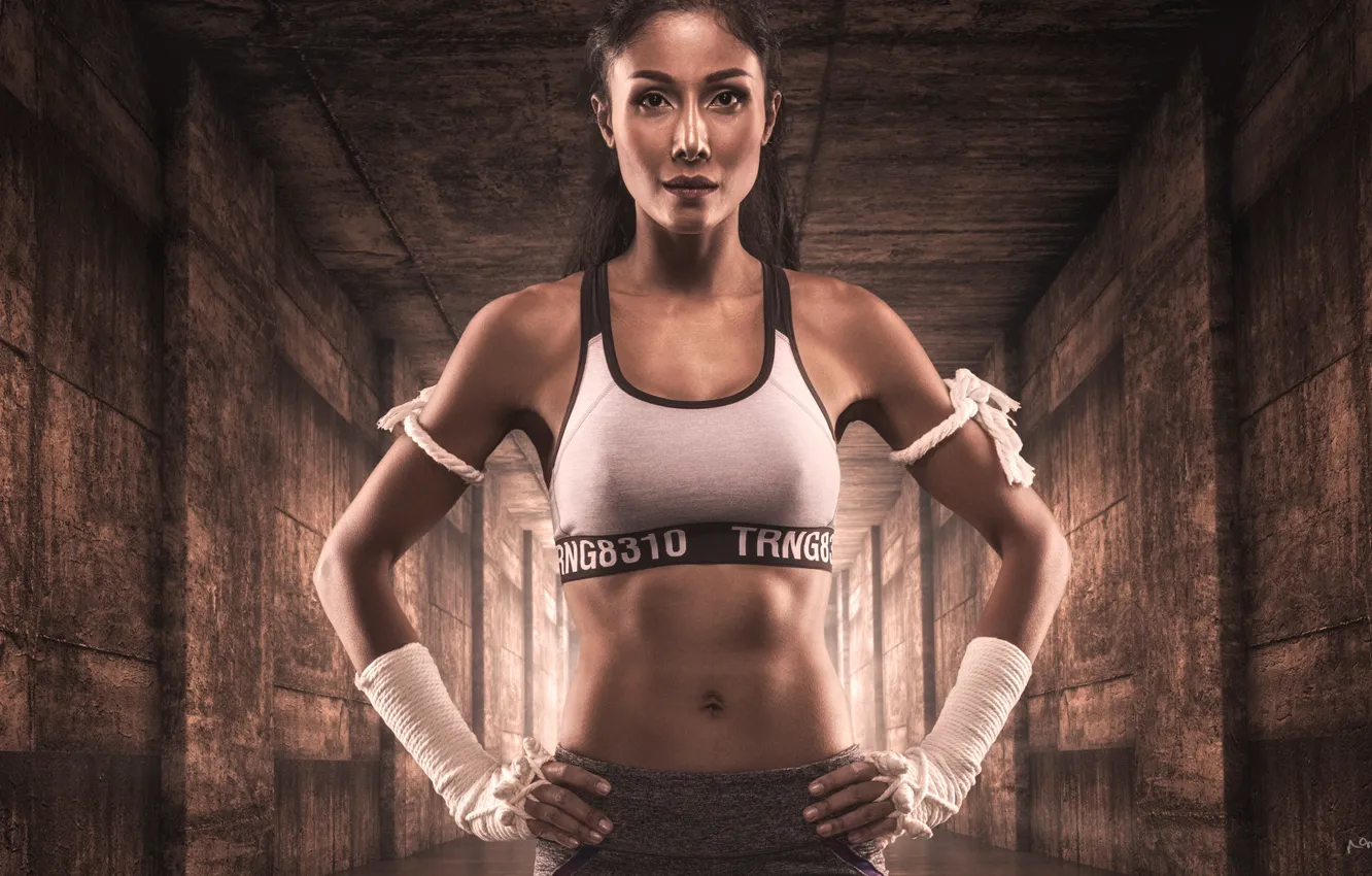 Photo wallpaper girl, style, sport, Muay Thai