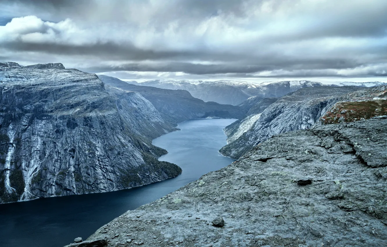 Photo wallpaper river, lake, Norway, highlands, mountanis