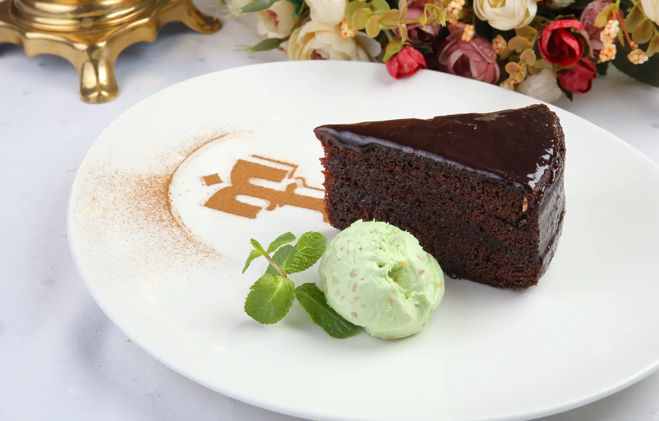Photo wallpaper ice cream, cake, mint, chocolate