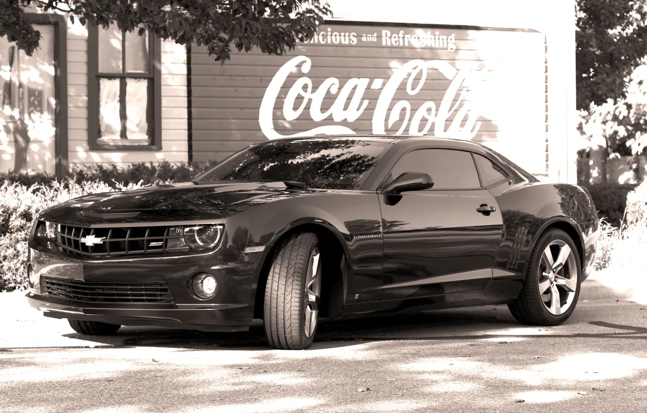 Photo wallpaper Chevrolet, Camaro, coca cola, black
