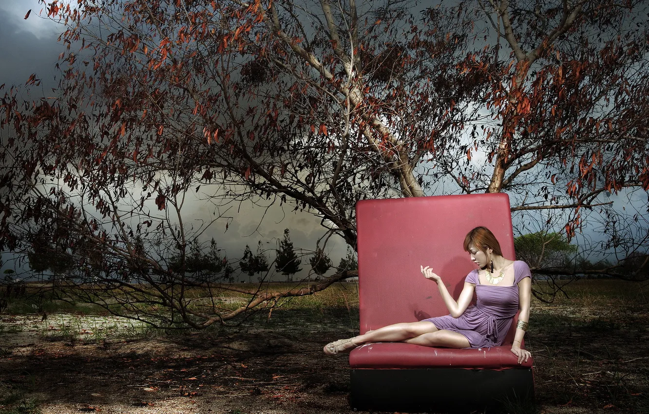 Photo wallpaper look, girl, pose, Asian