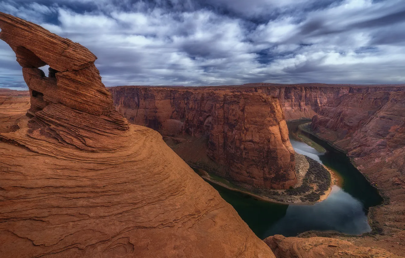 Photo wallpaper the sky, clouds, rocks, canyon, USA