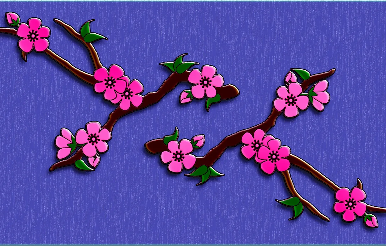 Photo wallpaper leaves, flowers, branches, garden, the volume