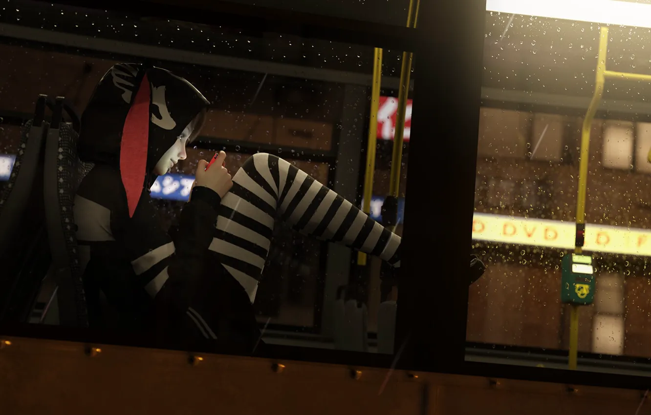 Photo wallpaper rain, night, water drops, Nintendo, women, digital art, video games, Playstation 4