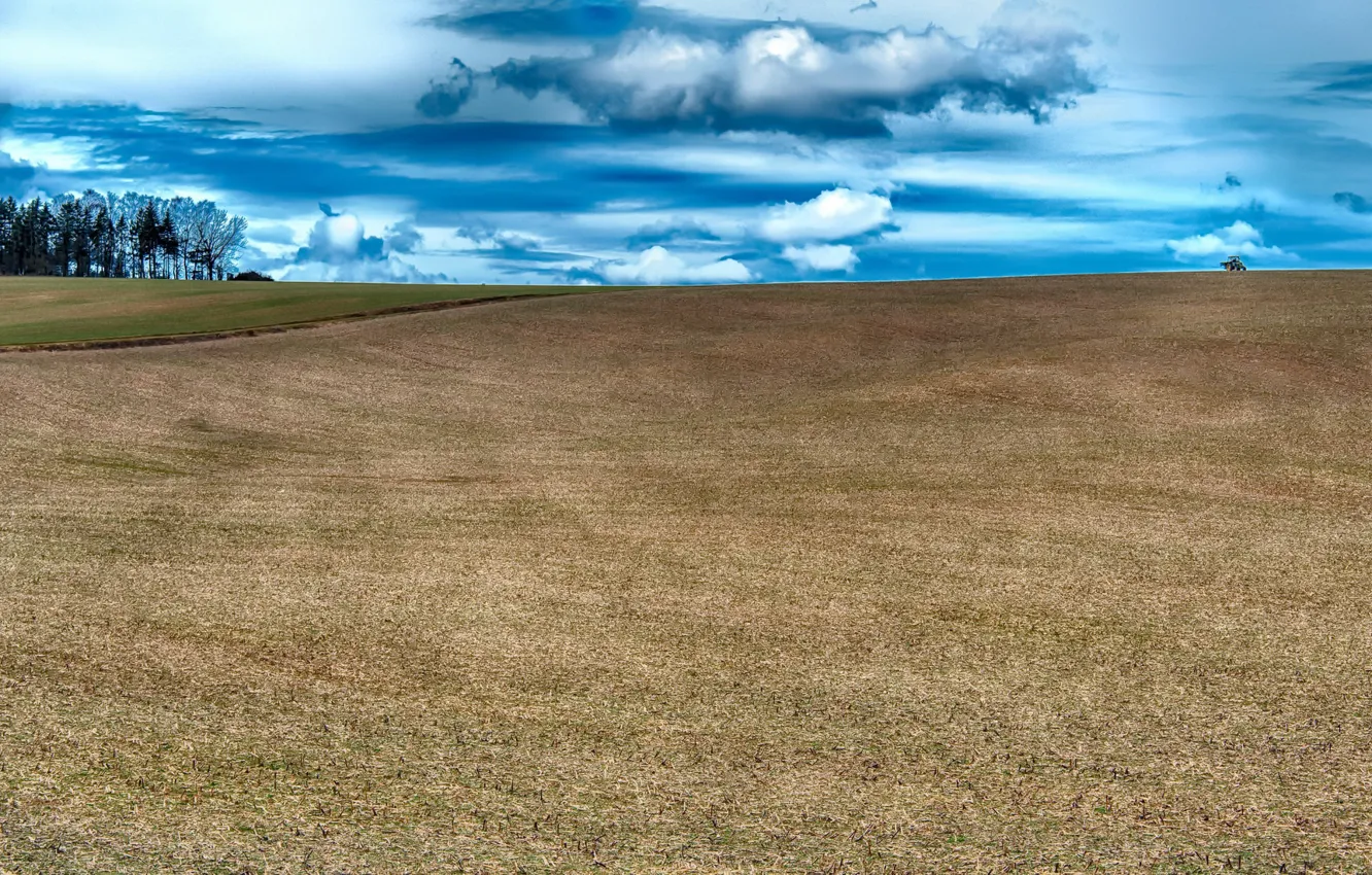 Photo wallpaper field, the sky, tractor