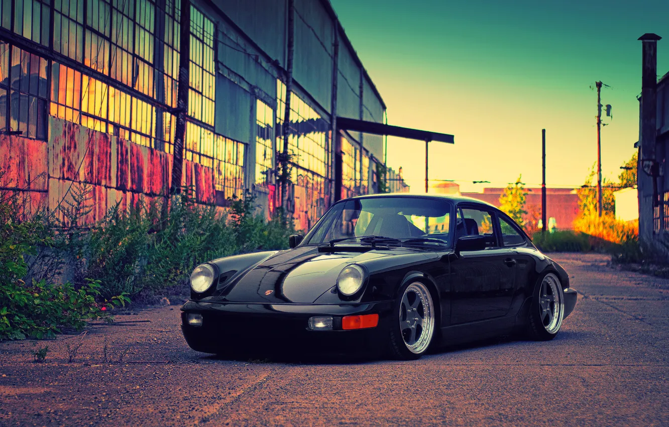 Photo wallpaper black, building, Porsche