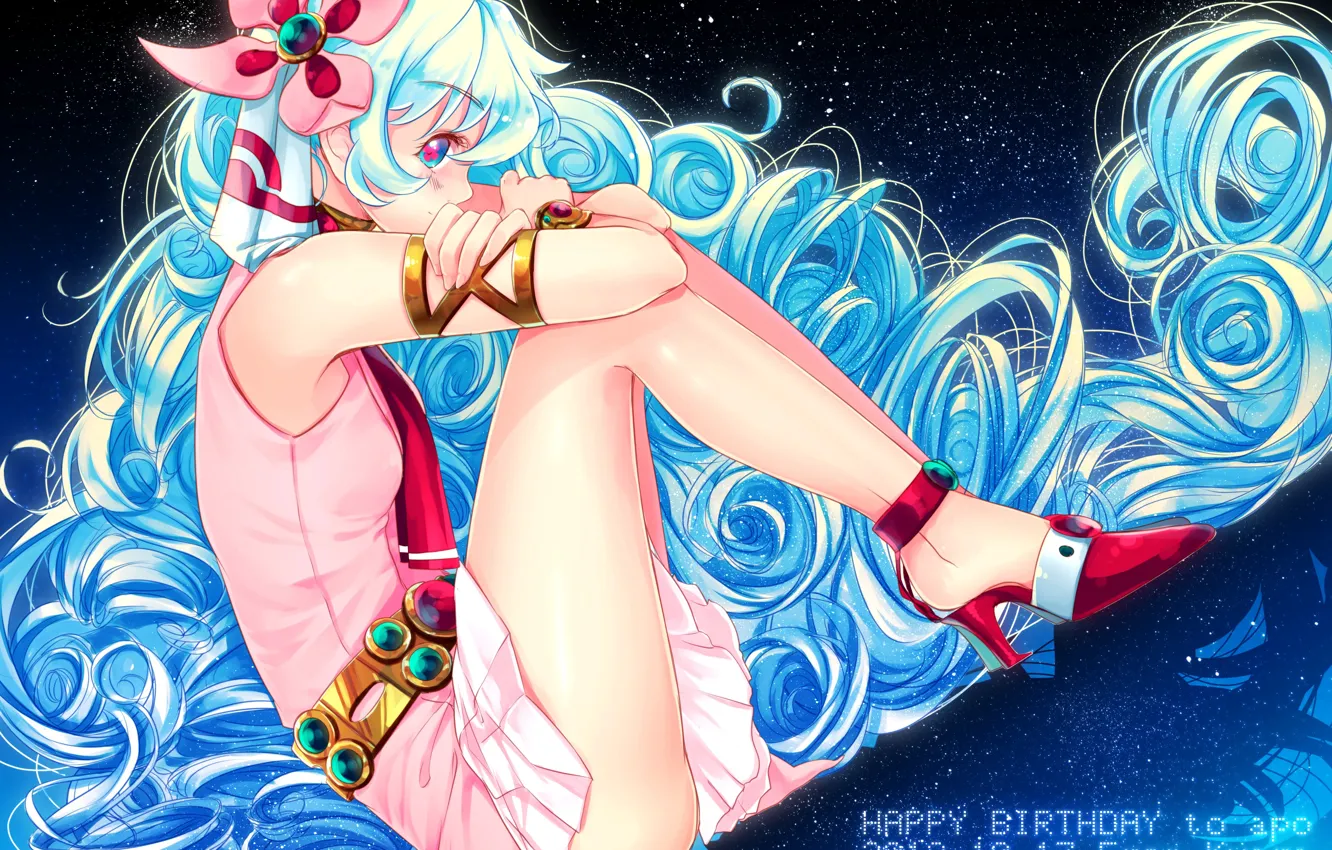 Photo wallpaper girl, night, hair, sitting, Tengen Toppa Gerren Gurren Lagann