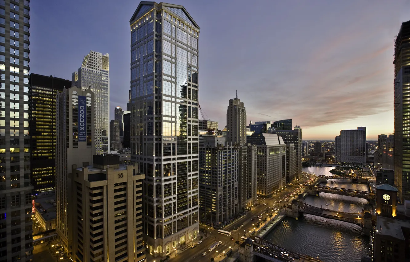 Photo wallpaper city, the city, USA, Chicago, Illinois