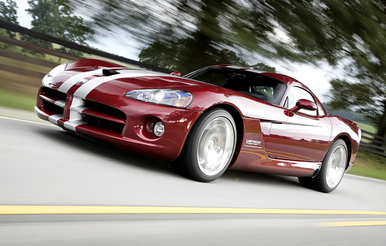 Photo wallpaper road, speed, Dodge, Viper