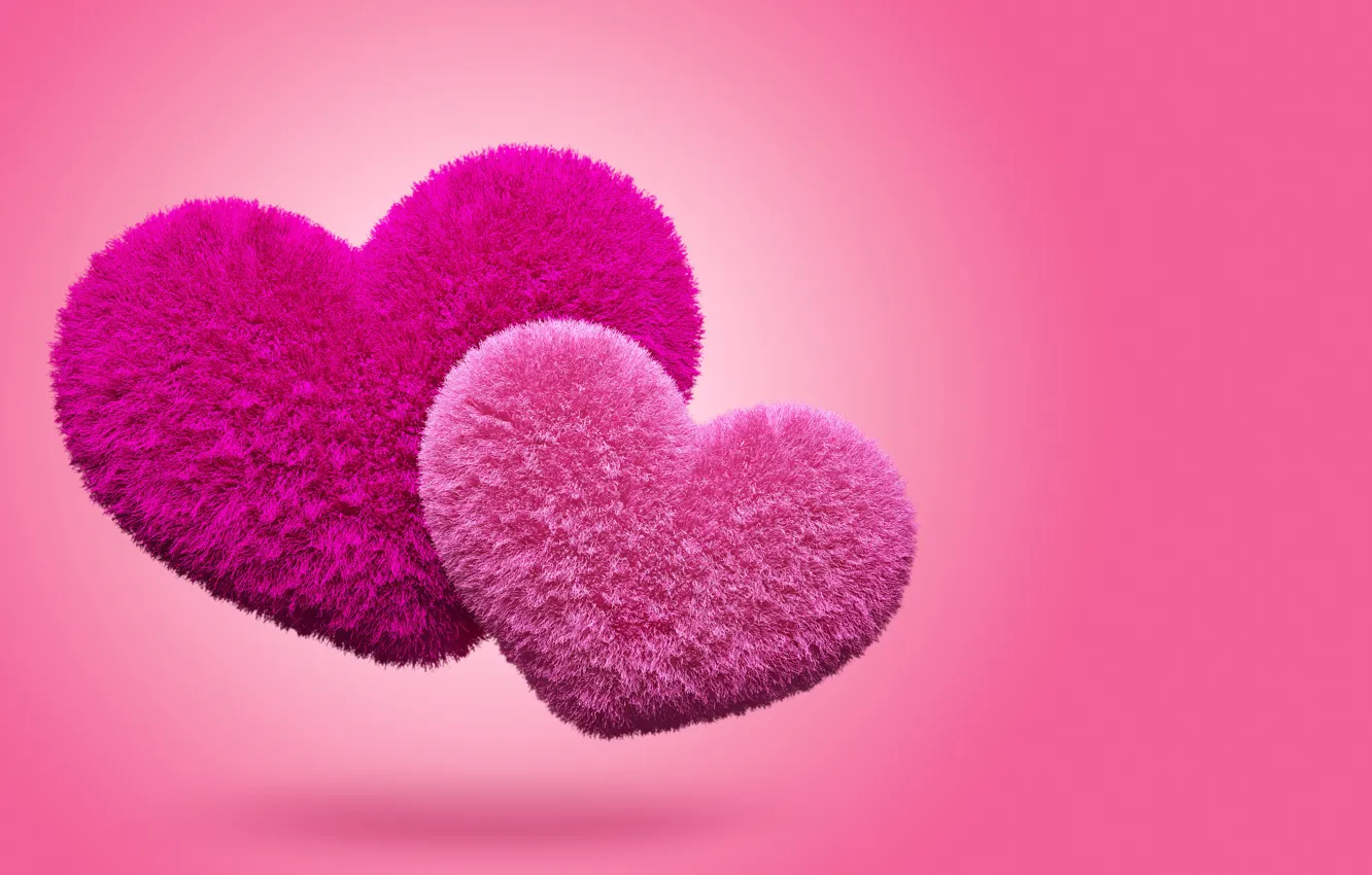 Photo wallpaper hearts, love, fluffy, pink, hearts, fluffy