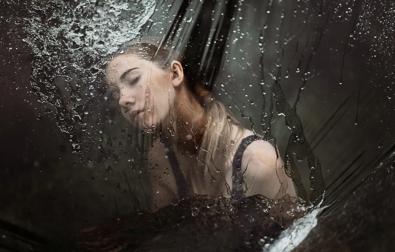 Photo wallpaper water, girl, background