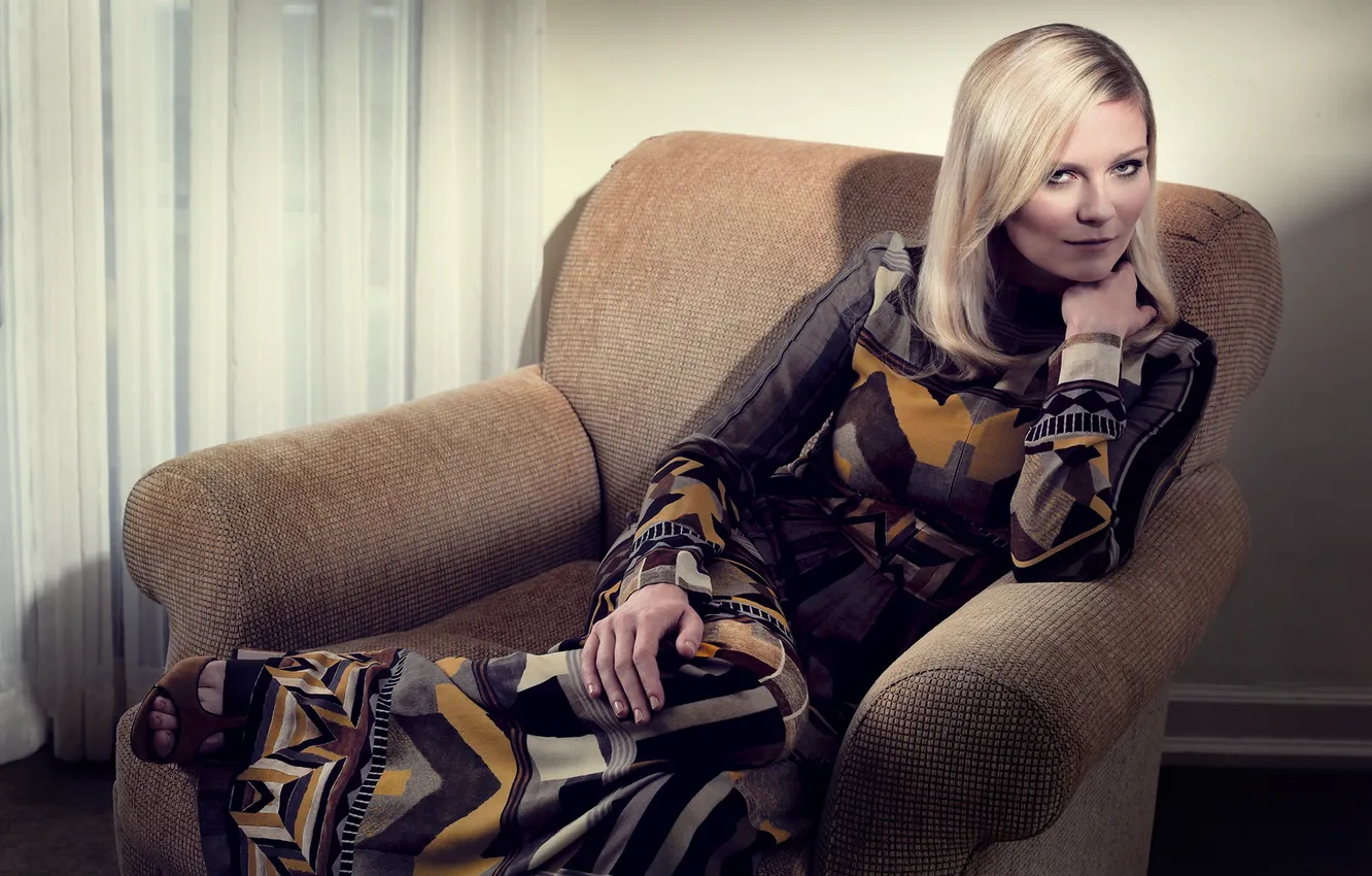 Photo wallpaper pose, Kirsten Dunst, model, makeup, dress, actress, hairstyle, blonde