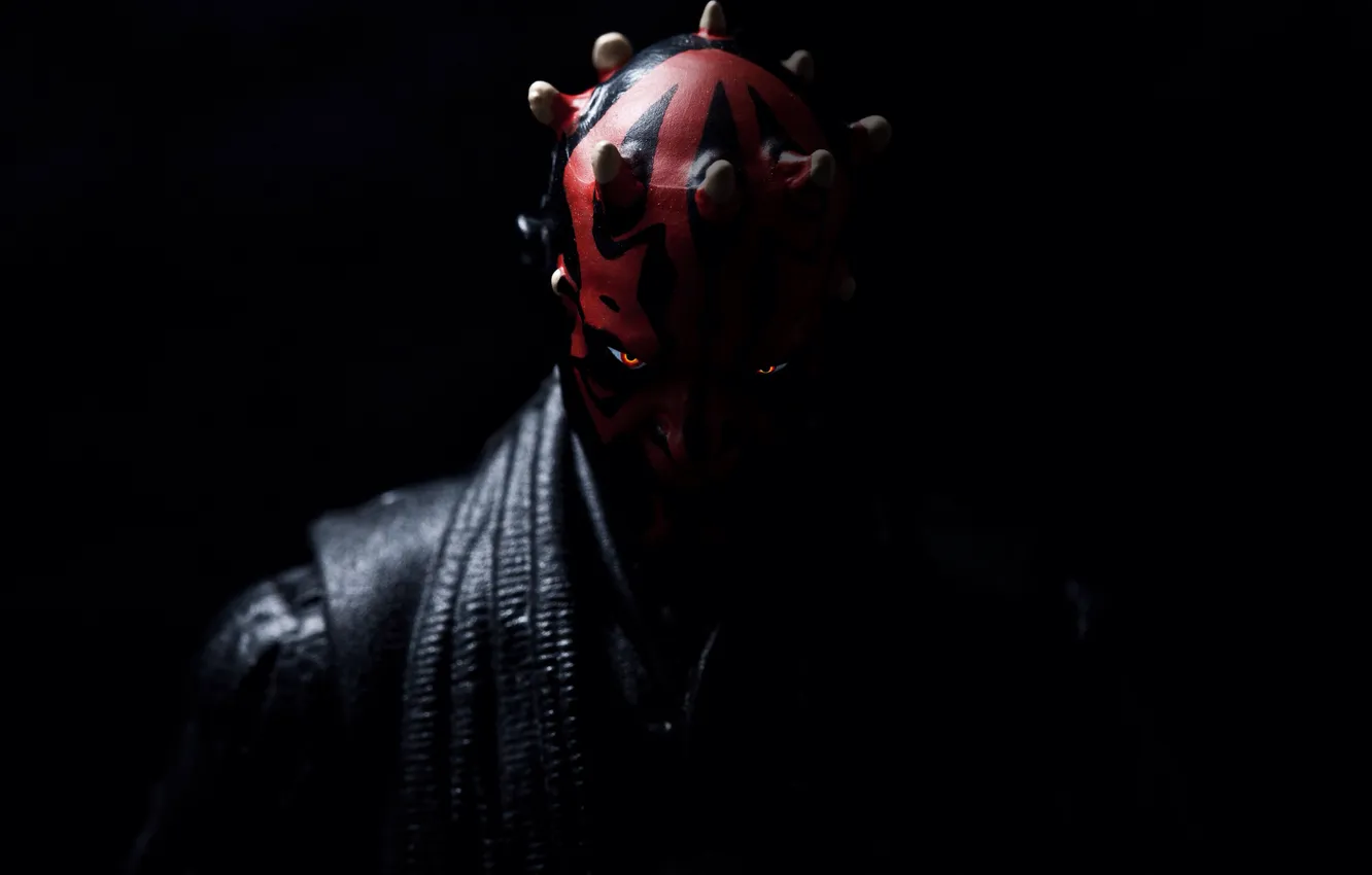 Photo wallpaper eyes, darkness, toy, Star Wars, horns, Darth Maul