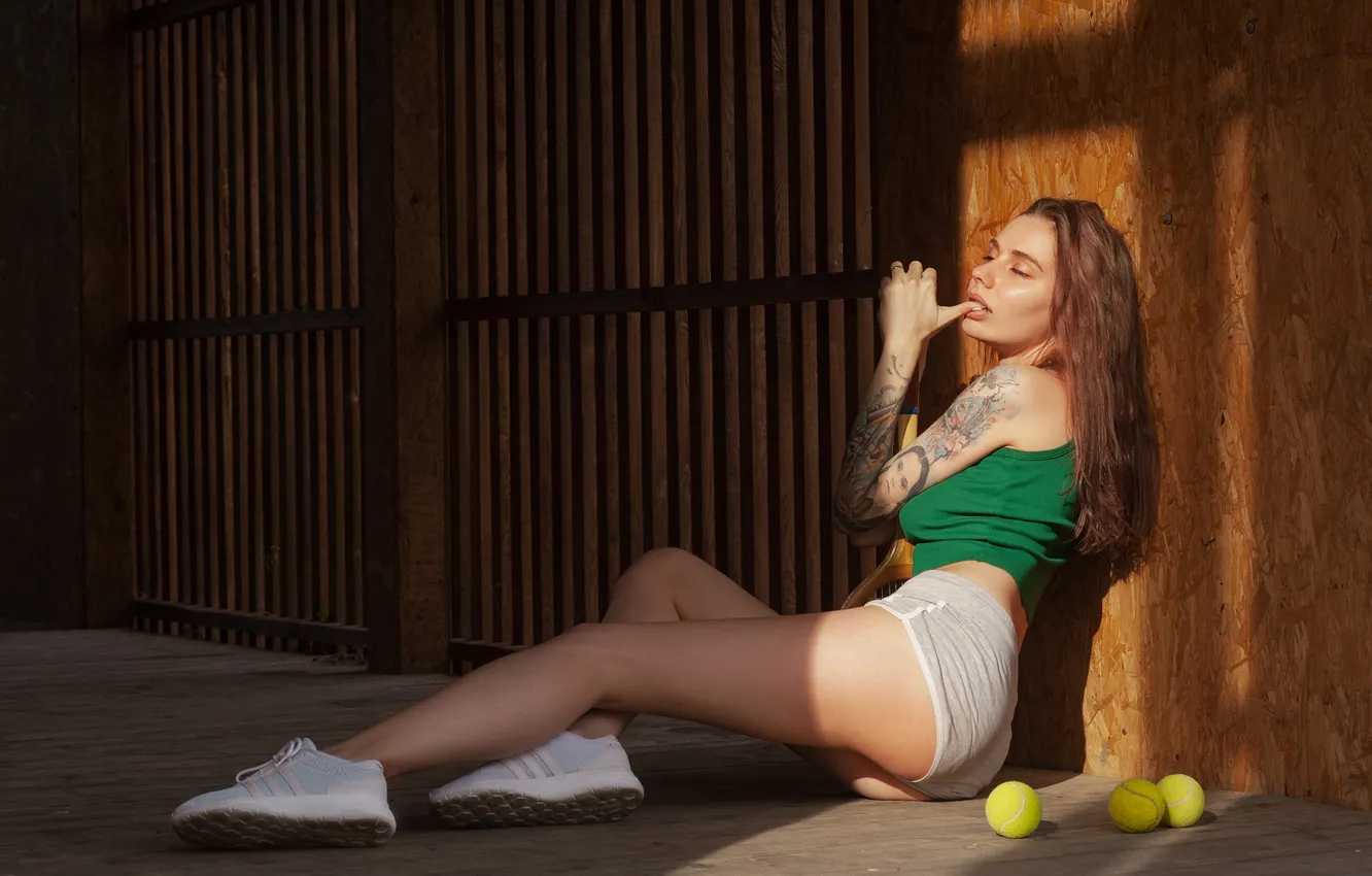 Photo wallpaper girl, sexy, Wallpaper, sweetheart, model, bright, shorts, the ball