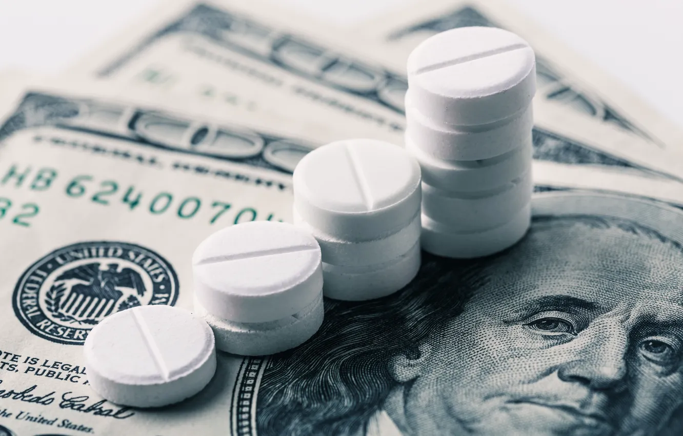 Photo wallpaper money, medicine, Pills