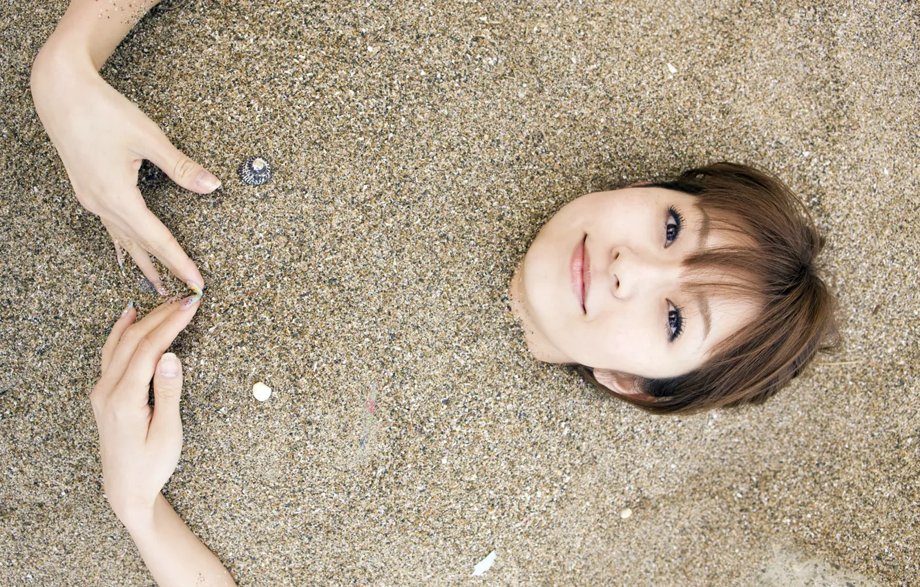 Photo wallpaper sand, beach, Japanese, hands, mica to orihar