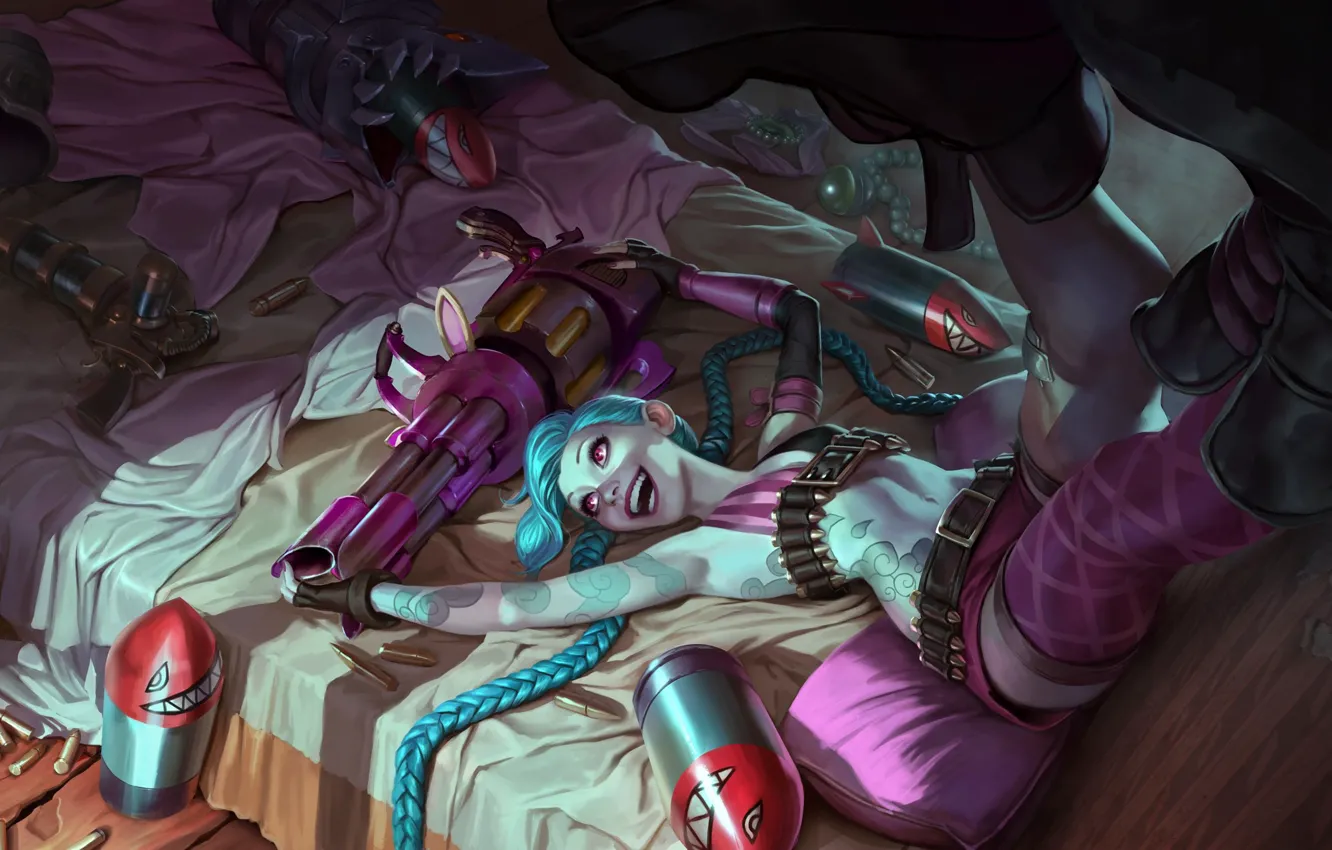 Photo wallpaper girl, weapons, background, the game, figure, art, braids, braid