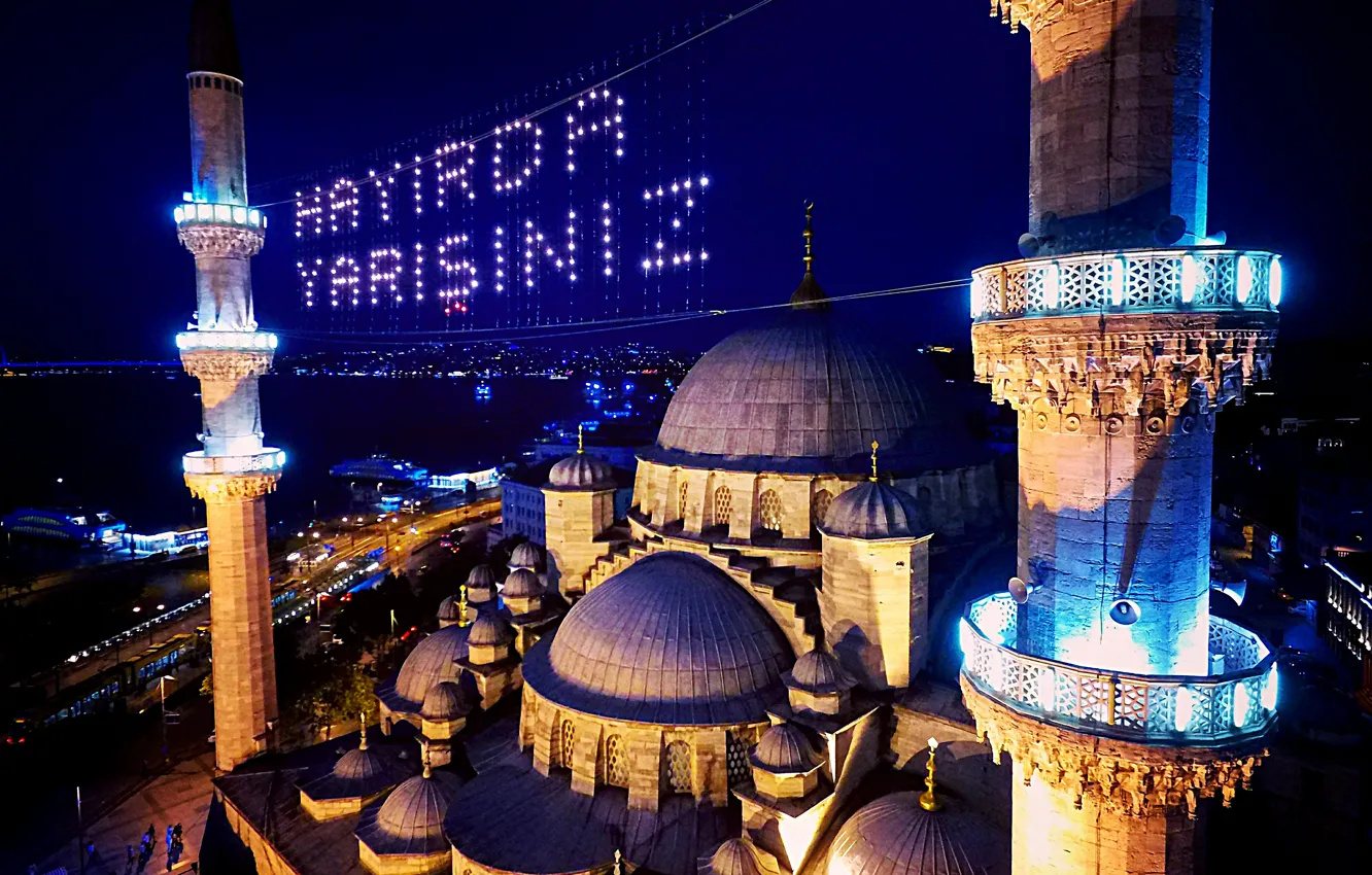 Photo wallpaper night, excerpt, Istanbul, Turkey, night, Istanbul, Mosque, exposure