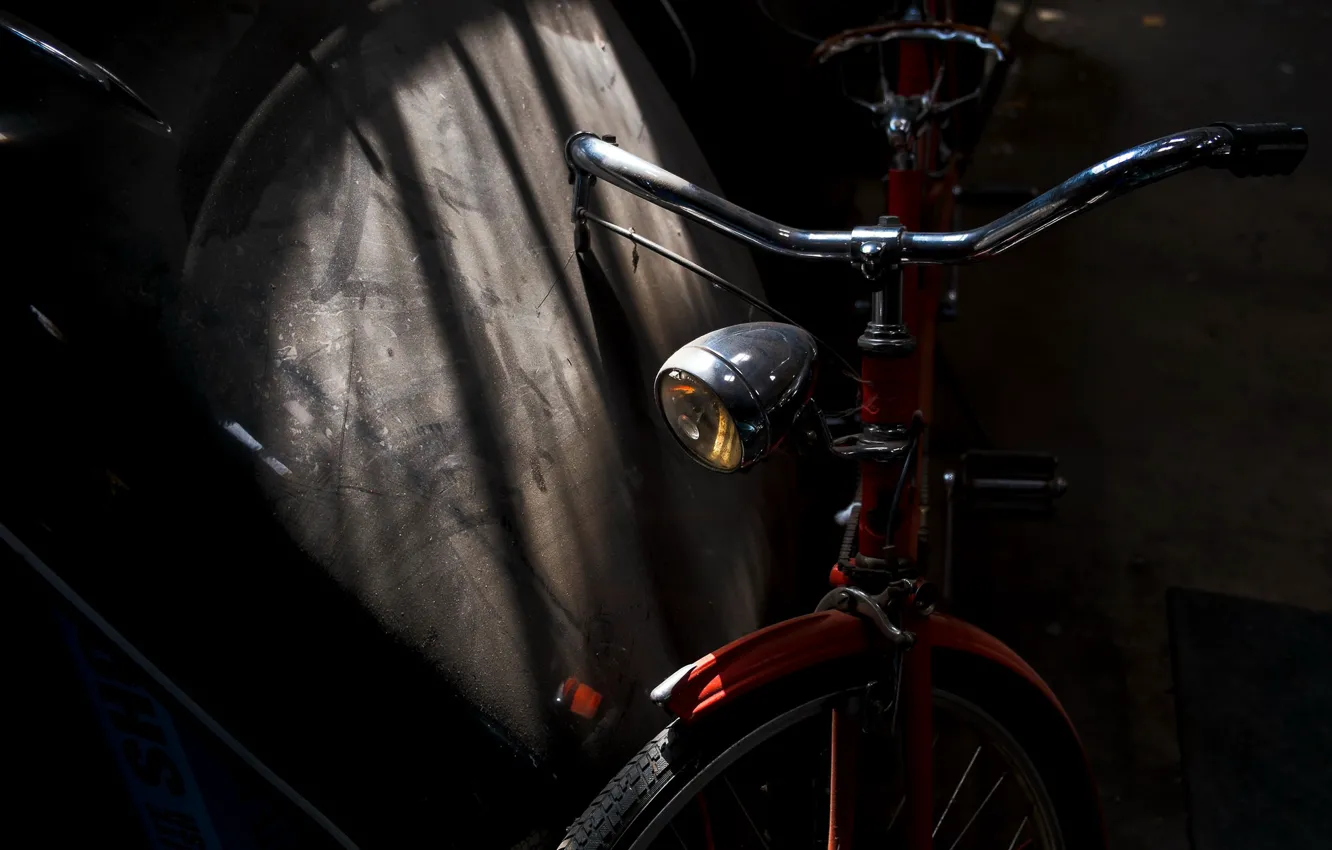 Photo wallpaper light, bike, shadow