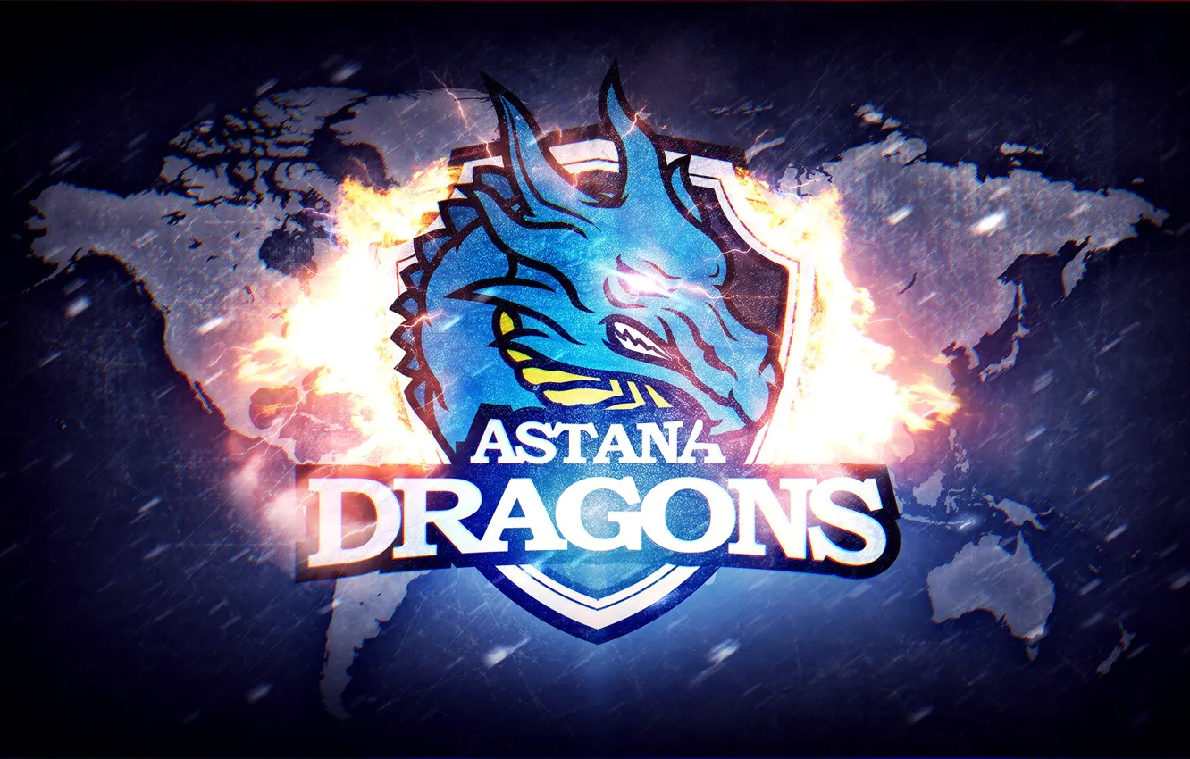 Photo wallpaper fire, earth, dragon, logo, Astana, Astana dragons